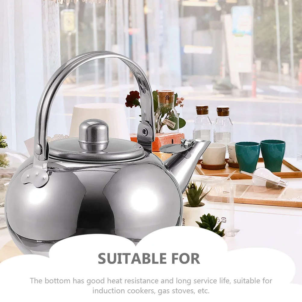 

Stainless Steel Water Kettle Sturdy Household Tea Kettle Kitchen Stovetop Filter Tea Leaves Handle Comfortable Boiling Coffee