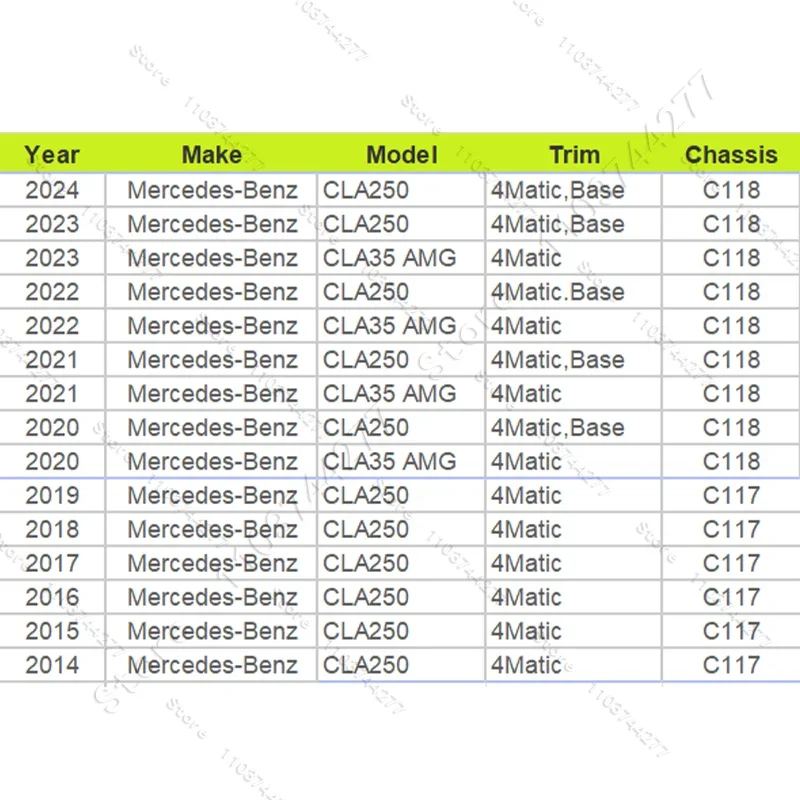 For 2014-2024 Mercedes-Benz CLA250, CLA35 AMG (C117 C118) Front Bumper License Plate Bracket Support Mount 1188800001