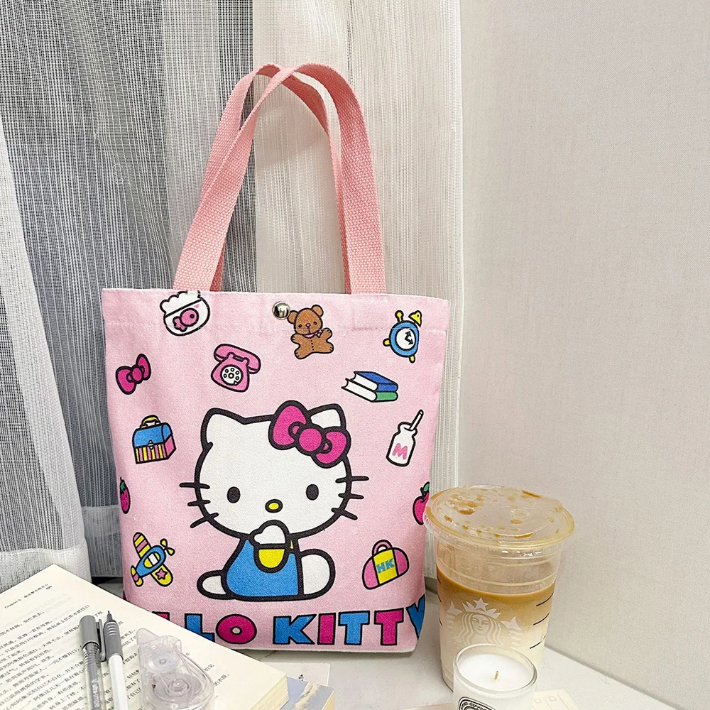 Hello Kitty Kawaii Anime Canvas Sanrio Bags Cartoon Handbags Large Capacity Satchel Casual Tote Women Commuter Backpacks Gifts