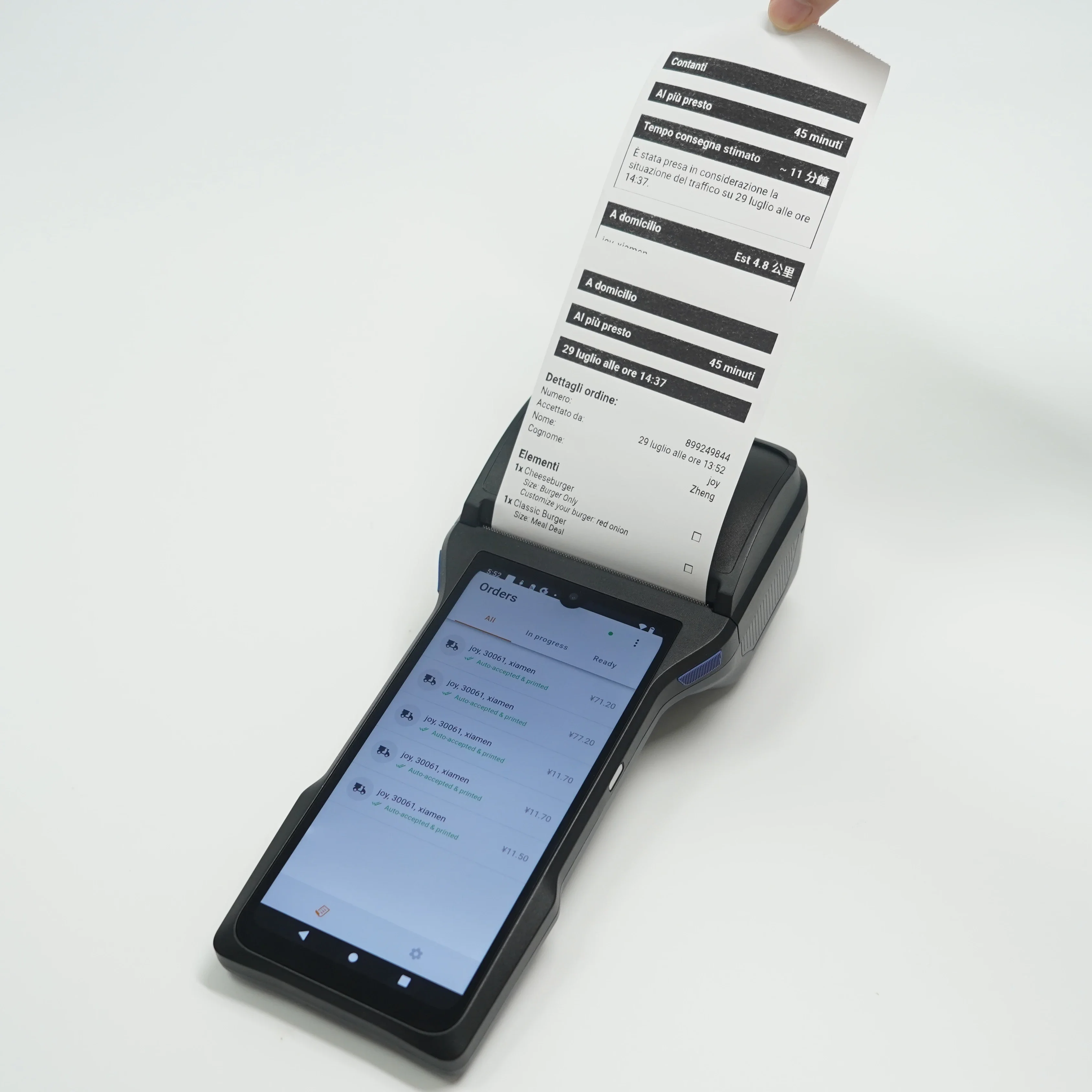 Goodcom Android 12 Handheld Pos เครื่องพิมพ์ความร้อน 80 มม. พร้อมการจัดการคําสั่งซื้อของร้านอาหาร