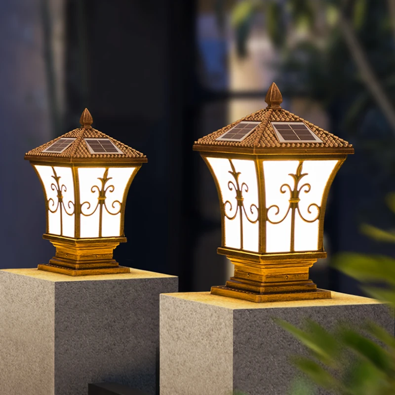 

Solar stigma lamp Outdoor waterproof garden lamp Garden villa gate lamp Rural gate pillar Wall