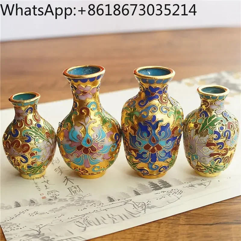 

cloisonne vase,gold bottom vial ornament,old copper tire cloisonné enamel vase during the foreign exchange earning period
