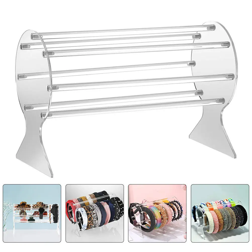 

1 шт. Прозрачная подставка для повязок на голову, настольный органайзер-витрина для хранения ободков для волос для девочек и женщин