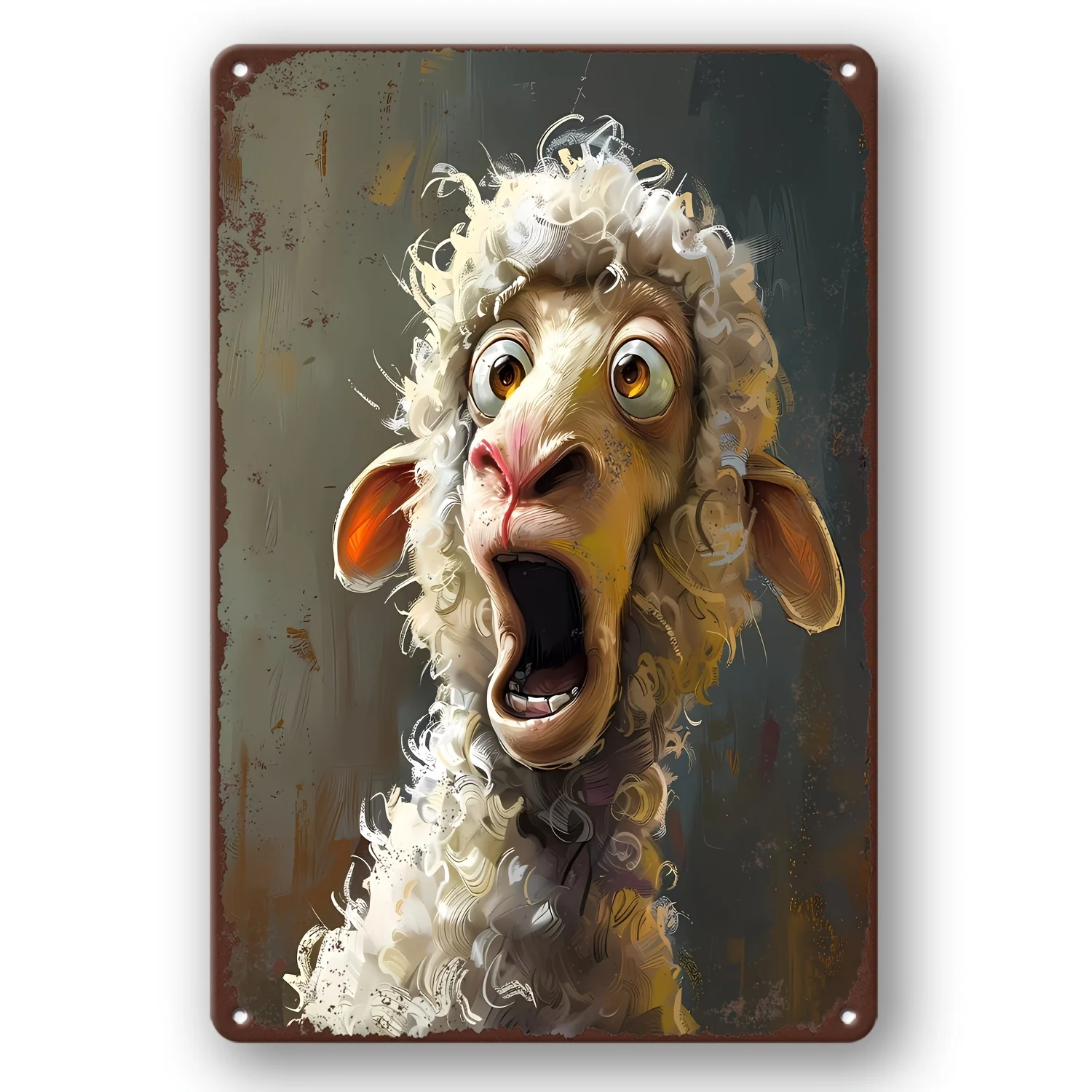 1pc Fun Surprise Sheep Retro Iron Wall Sign - Vintage Cartoon Sheep Design, 30.48cm x 20.32cm Rustic Metal Art with Weathered Te