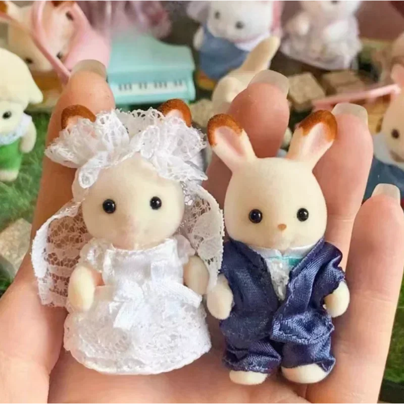 Sylvanian Families Chocolate Rabbit Wedding Set A Et Anime Girl Pvc Figures Toy Figurine Room Decoration Birthday Gift Kids Toys