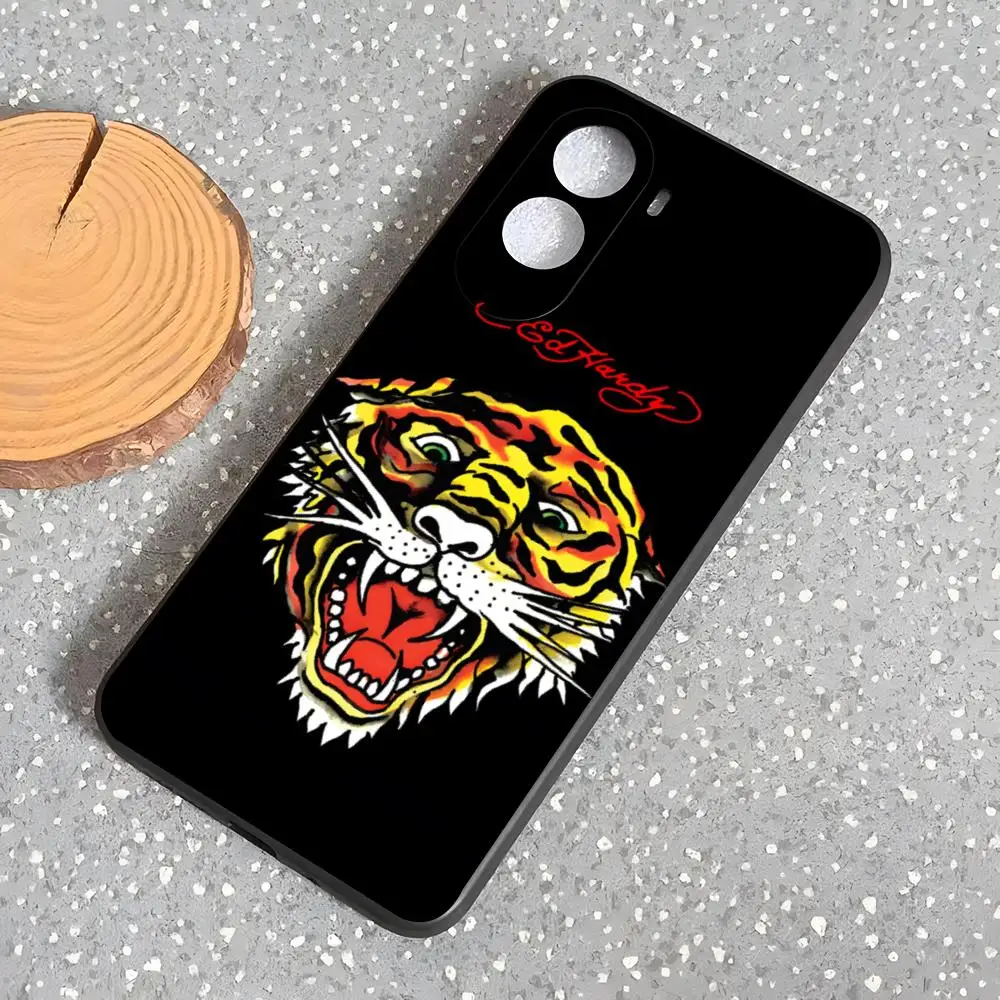 Capa de Telefone Fashion E-Ed H-Hardy Preta Macia para Poco M7 M6 M5 S M4 F7 Ultra F6 F5 X7 X6 X5 X4 GT Pro