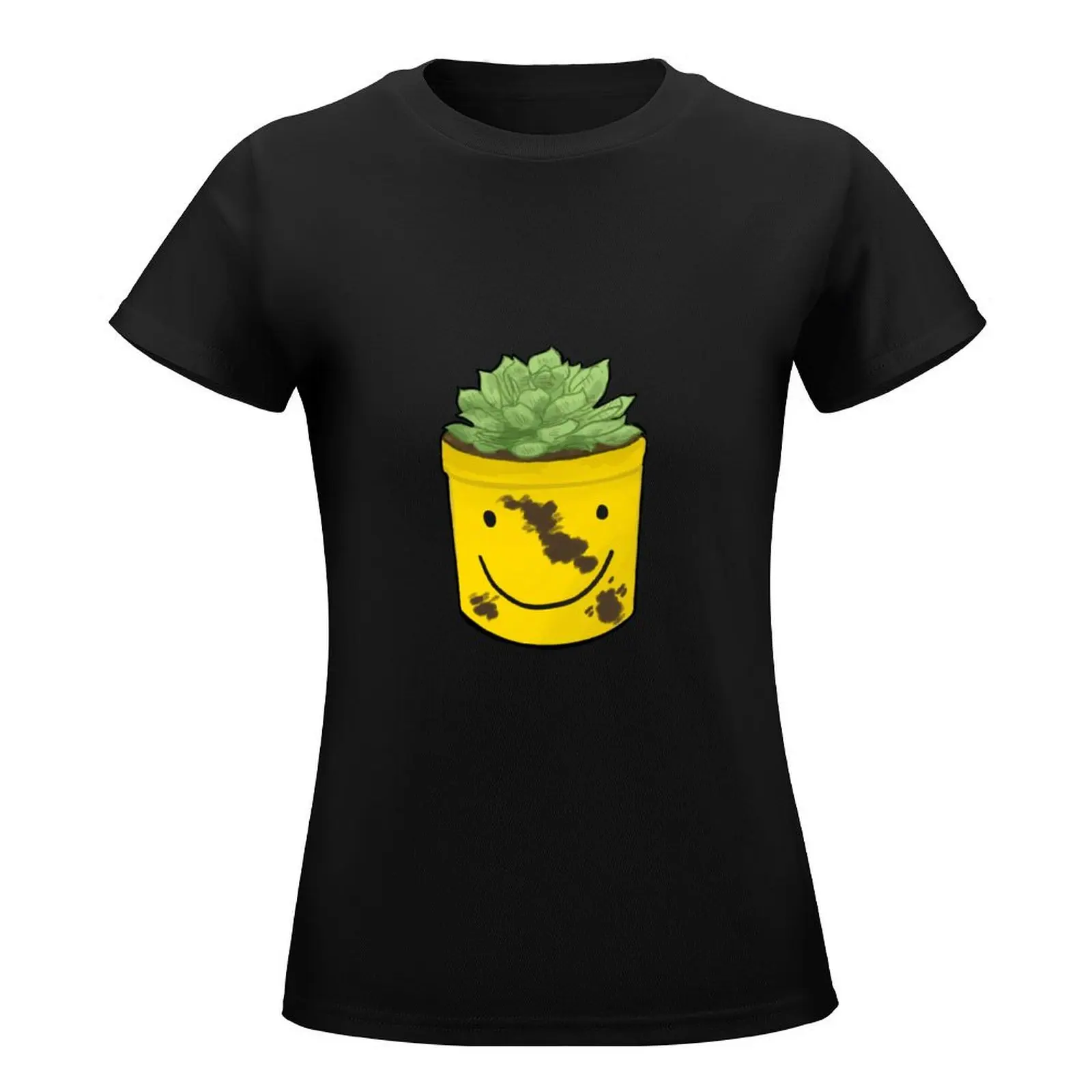 Succulent pot T-Shirt summer top korean fashion white t-shirts for Women