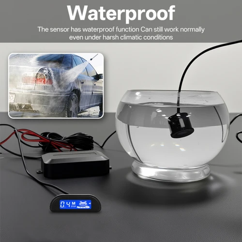 Imagen 2 del producto Kit de Sensor de estacionamiento Hippcron, sistema de Sensor de estacionamiento de respaldo inverso para coche, accesorio para coche, zumbador, alarma, pantalla de visualización inversa, 4 sensores