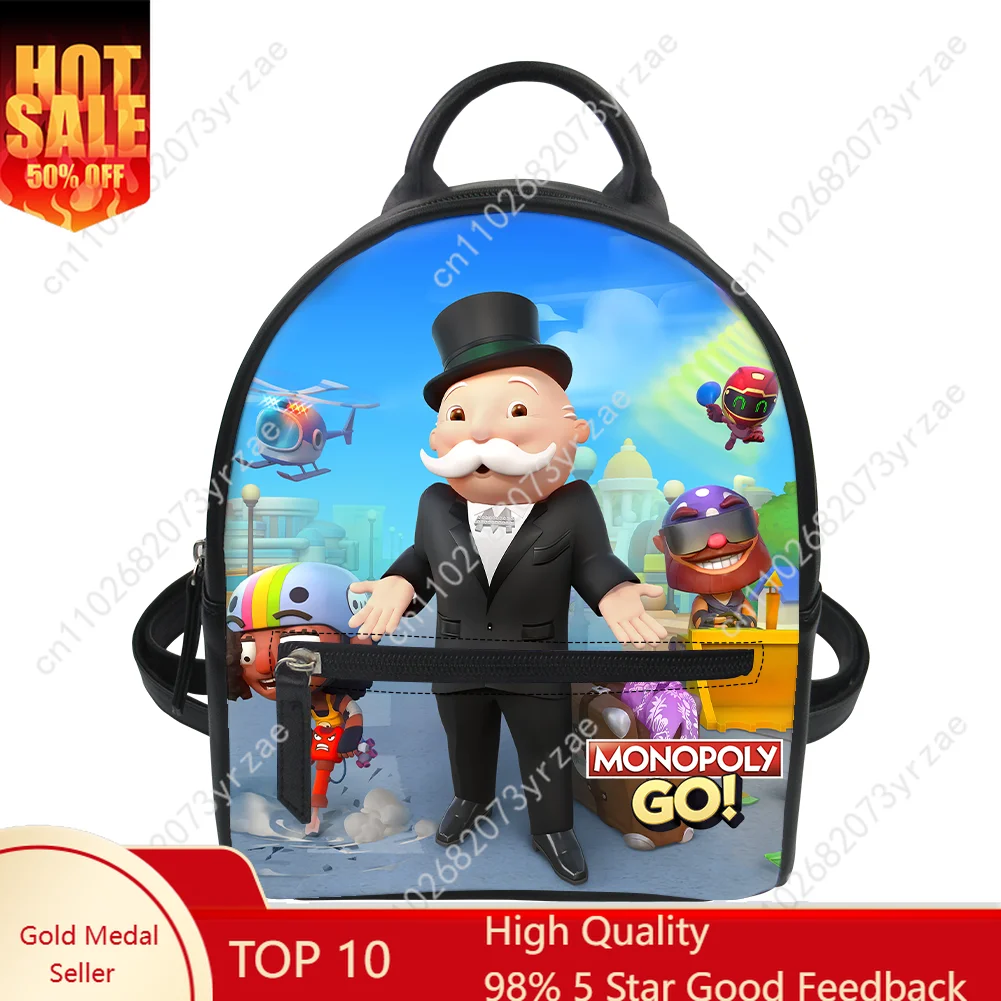 

Monopoly Go! Backpack Men Women Knapsack Personalized Photo Text Double Shoulder Bag Business Travel Bookbag Customize Daypacks