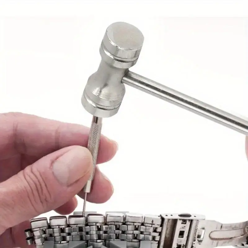 1 Set Portable Mini Round Head Pocket Hammer Multi Function Repair Tool for Watch Band Strap Bracelet Installation Knocking