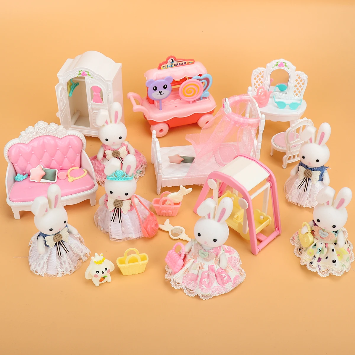 

1:12 масштаб Пасхальный кролик семейства лесных животных моделирование кукольный домик миниатюры аксессуары ролевые игры игрушки для подарков