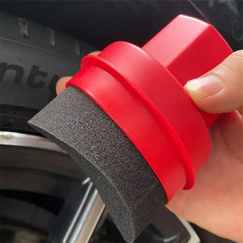 Car Wheel Polishing Waxing Curved Tire Sponge Brush With Cover Tire Clean Contour Dressing Applicator Pads For Car Accessorie