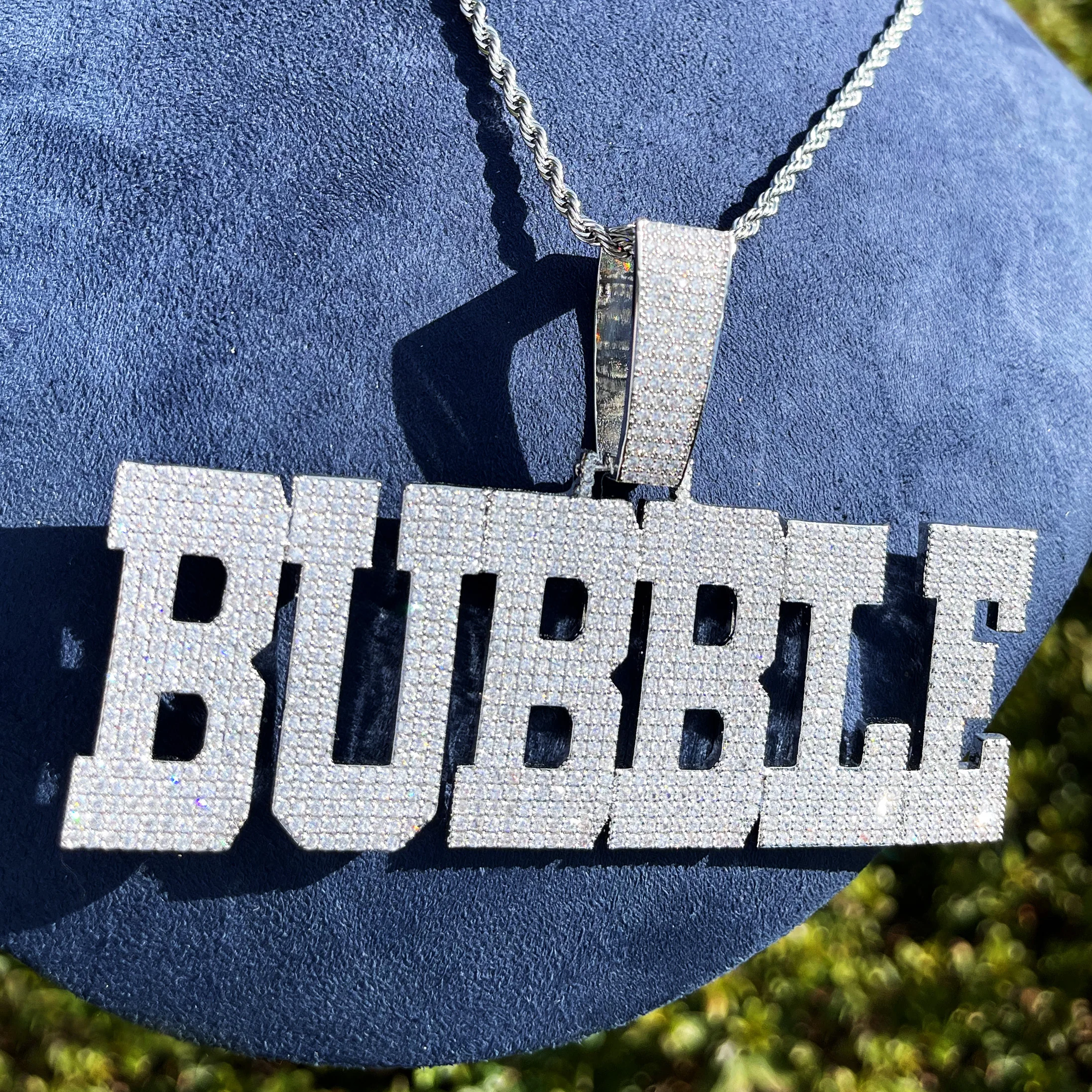 Bubble Letter Iced Out Custom Name Necklace Pendant for Men Personalized Micro Pave Charms Bling Hip Hop Jewelry