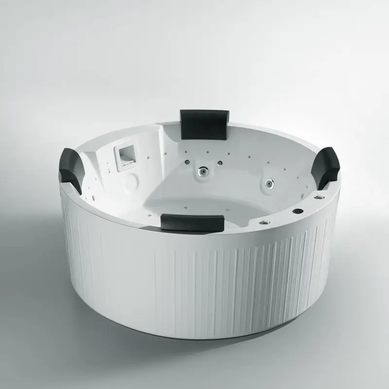 

North Europe Luxury Modern Freestanding Large Outdoor Wooden Hot Tub Whirlpool Bathtub Ozone Deep Design Included for Apartment
