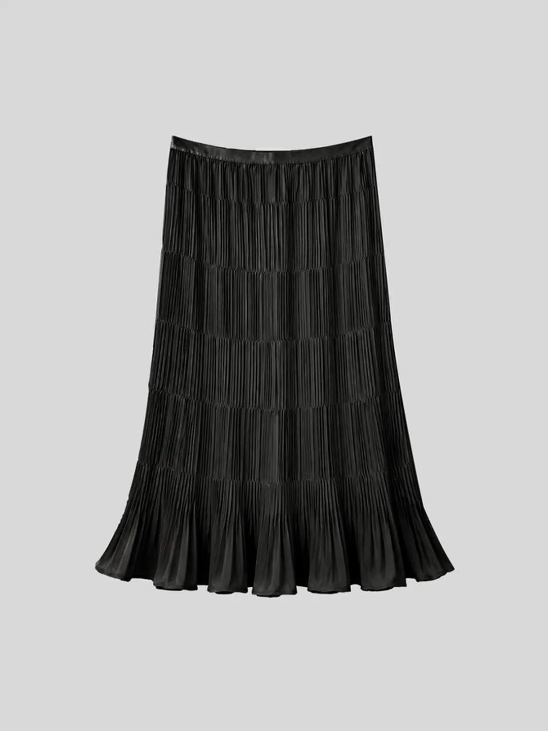 Retro Apricot Accordion Pleat Half Skirt Women Summer High Waist Slimming Fish Tail Midi Skirt Girls Standard Fit 2026 Summer