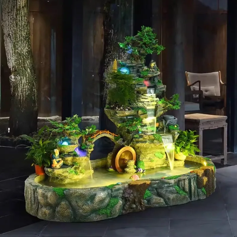 Large Rockery Flowing Fountain Living Room Floor To Ceiling Feng Shui Wheel Foyer Decoration