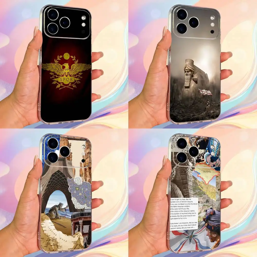 Casing HP Flag Art Great Assyrian Untuk iPhone 14,13,12,11,17,16,15,Pro,Max,Plus,X,XS,XR,SE,Mini Transparan Bahan Lembut