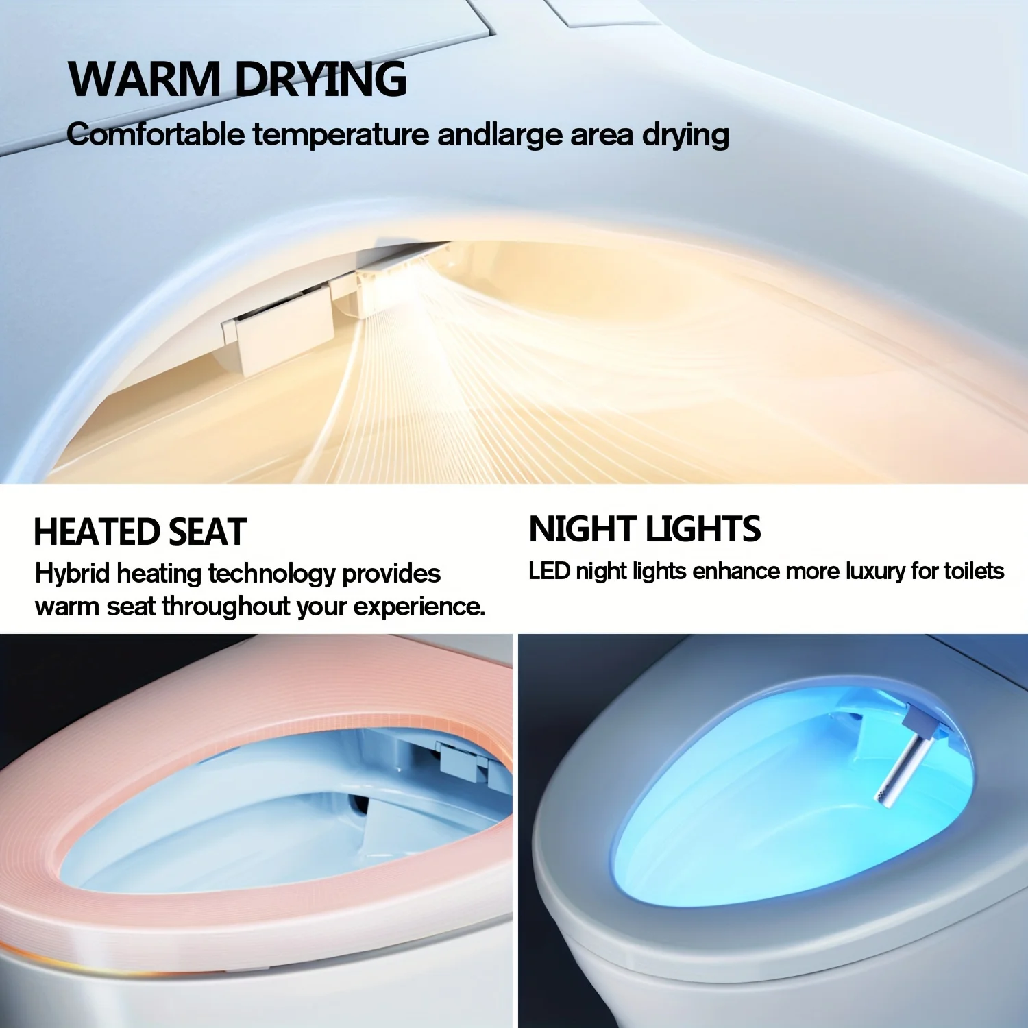 Bidet Toilet Seat, Electronic Heated Toilet Seat With Warm Water Rear And Front Wash, Adjustable Warm Air Dryer, Self-Cleaning S