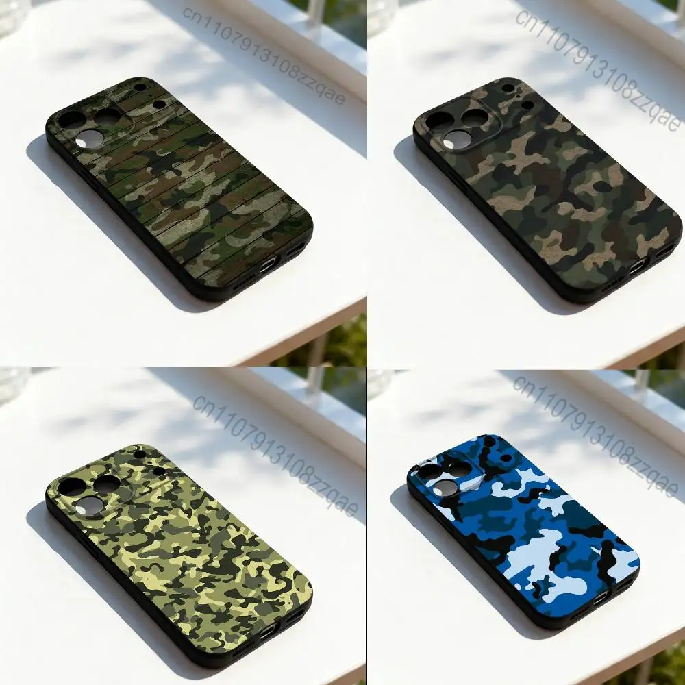 

Fashion Camouflage Cool Phone Case For iPhone 11,12,13,14,15,16,17,Pro,Max,Plus,E,SE4,Air,Mini Black Soft Cover