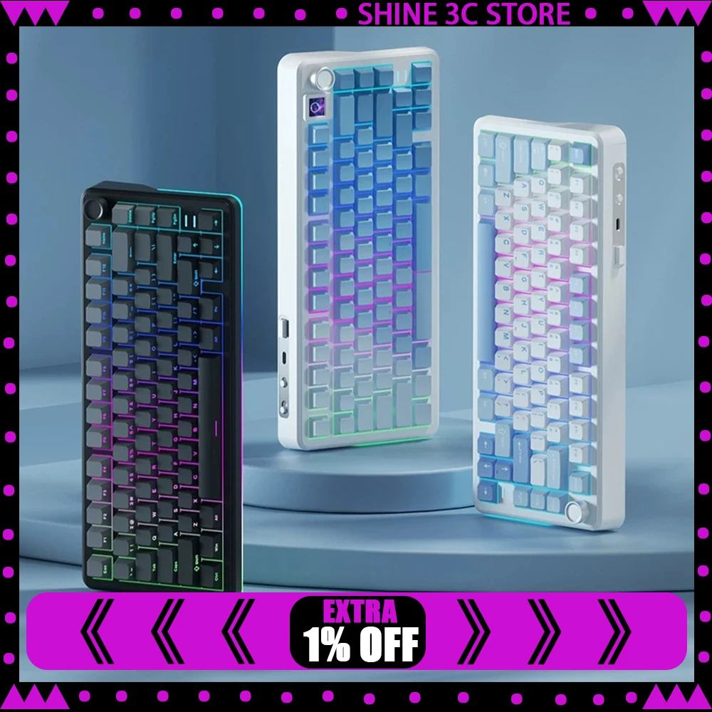 WEIKAV WK75 Wireless Keyboard GASKET Five-Layer Silencing Structure Gaming Keyboard Three-mode Connection Full Key Hot Plug Gift