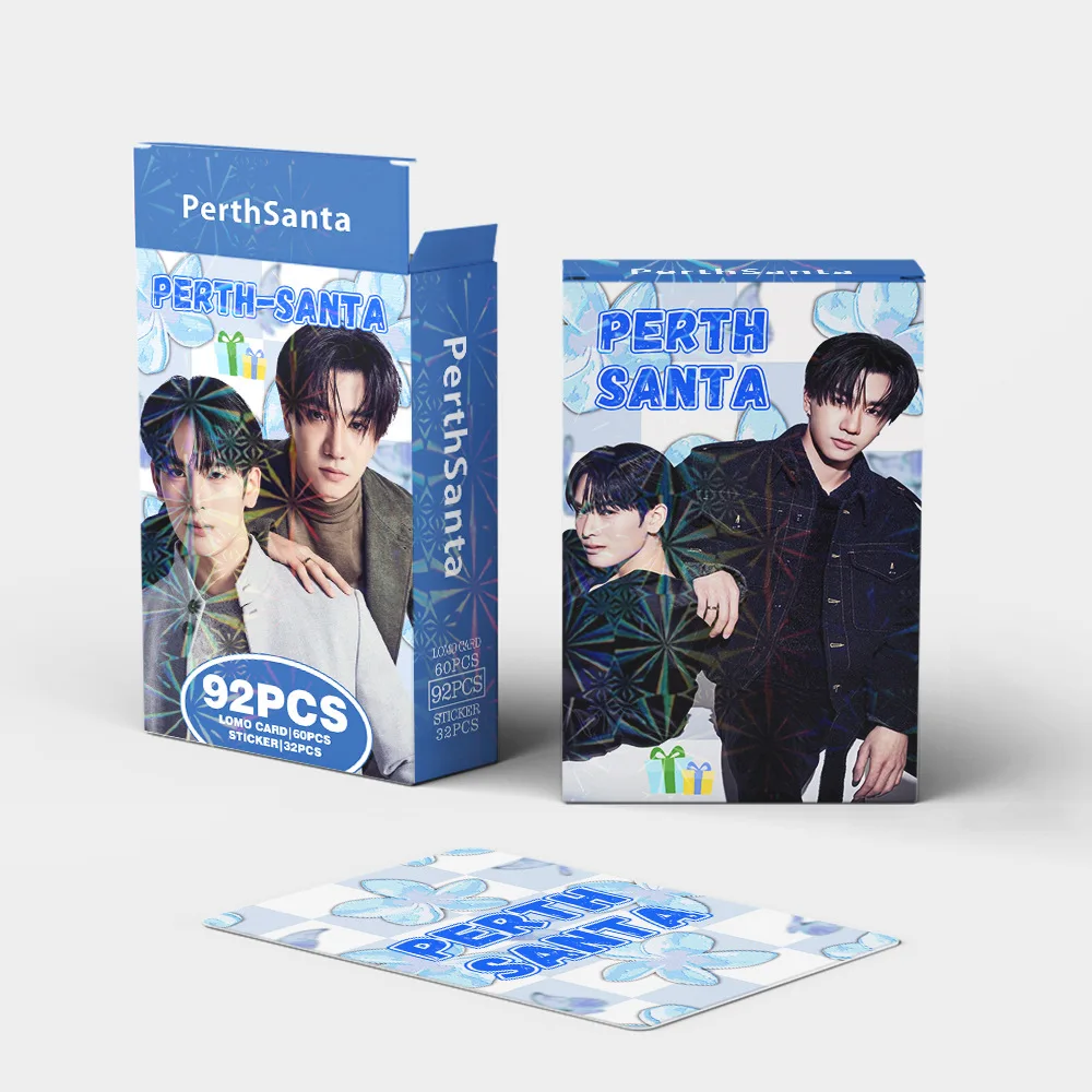 92PCS PerthSanta Thailand Star Photo Cards Set - Thai Drama CP Perth & Santa Lomo Card Collection with Stickers