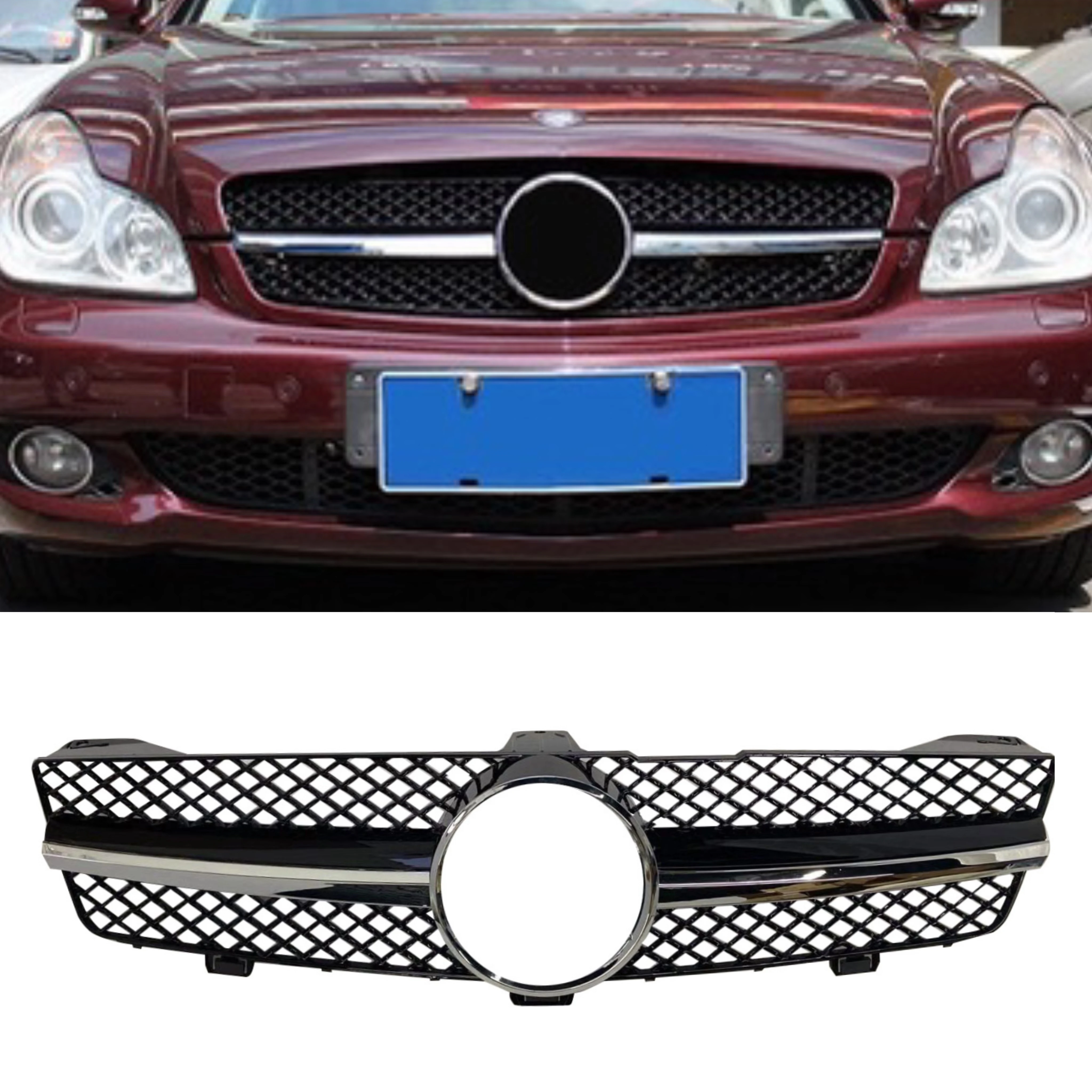 Front Grille Grill For Mercedes Benz W219 CLS Class CLS350 CLS500 SLS600 2005 2006 2007 2008 AMG Style Upper Bumper Hood Mesh