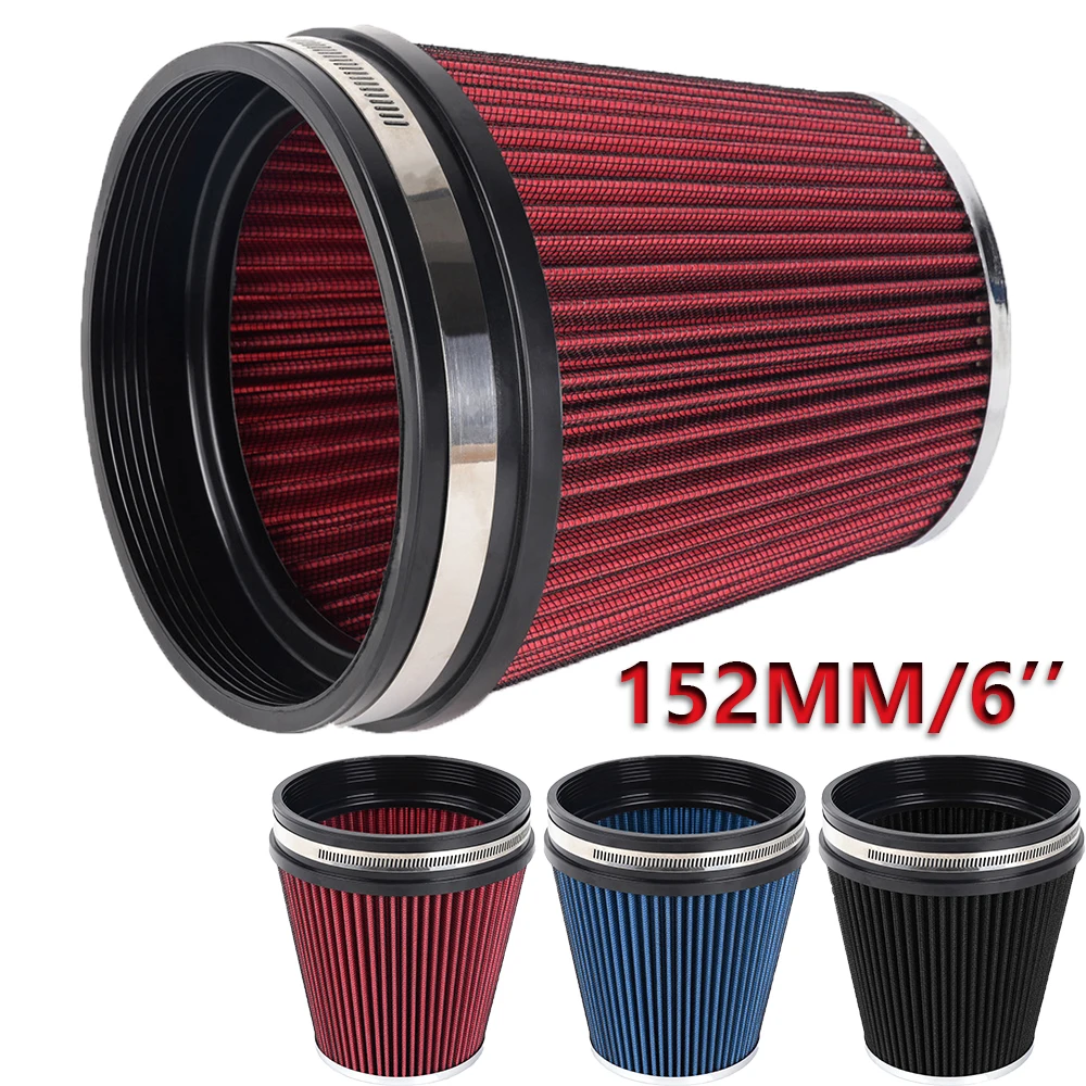 

Универсальные 6-дюймовые (152 мм) высокопроизводительные воздушные фильтры для автомобилей, замена, холодный впуск воздуха, спортивные, гоночные, моющиеся воздушные фильтры, автоаксессуары