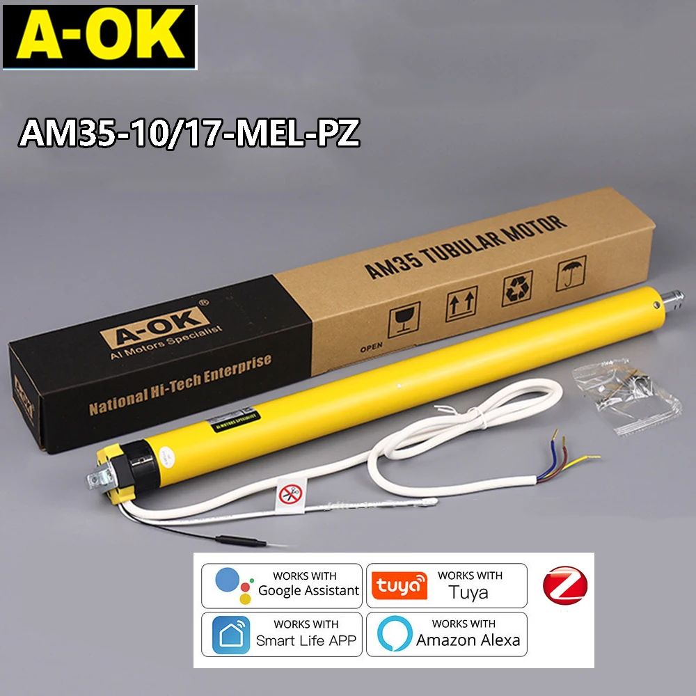 A-OK Tuya zigbee AM35 10/17 الستائر الذكية RF433 محرك أنبوبي ، ل 40 مللي متر/45 مللي متر/47 مللي متر/50 مللي متر أنبوب المتداول مصراع ، عبر أليكسا جوجل المنزل