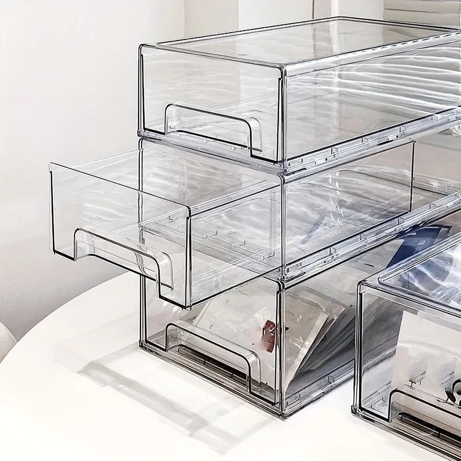 

Акриловый органайзер для косметики с выдвижными ящиками - прозрачный, пыленепроницаемый, большой емкости, для ванной комнаты