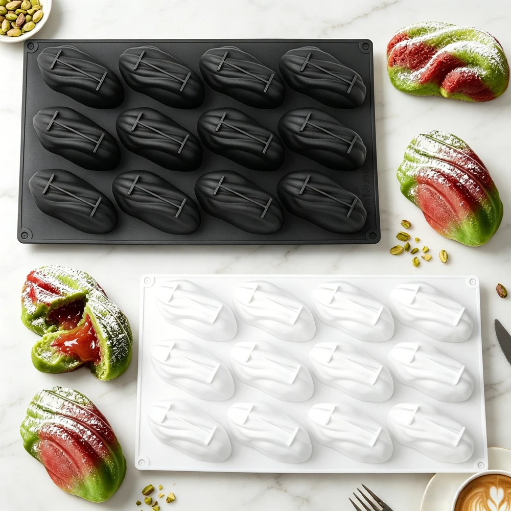Pistazien-Design 3 oder 4 oder 6 oder 9 oder 12-fach Silikon-Schokoladenform Silikon-Mousse-Form Dessert-Backformen DIY Seifenform