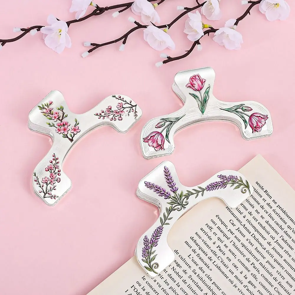 Exquisite Metal Metal Book Clip Silver Tone Floral Pattern Book Marker Journal Clip Page Mark