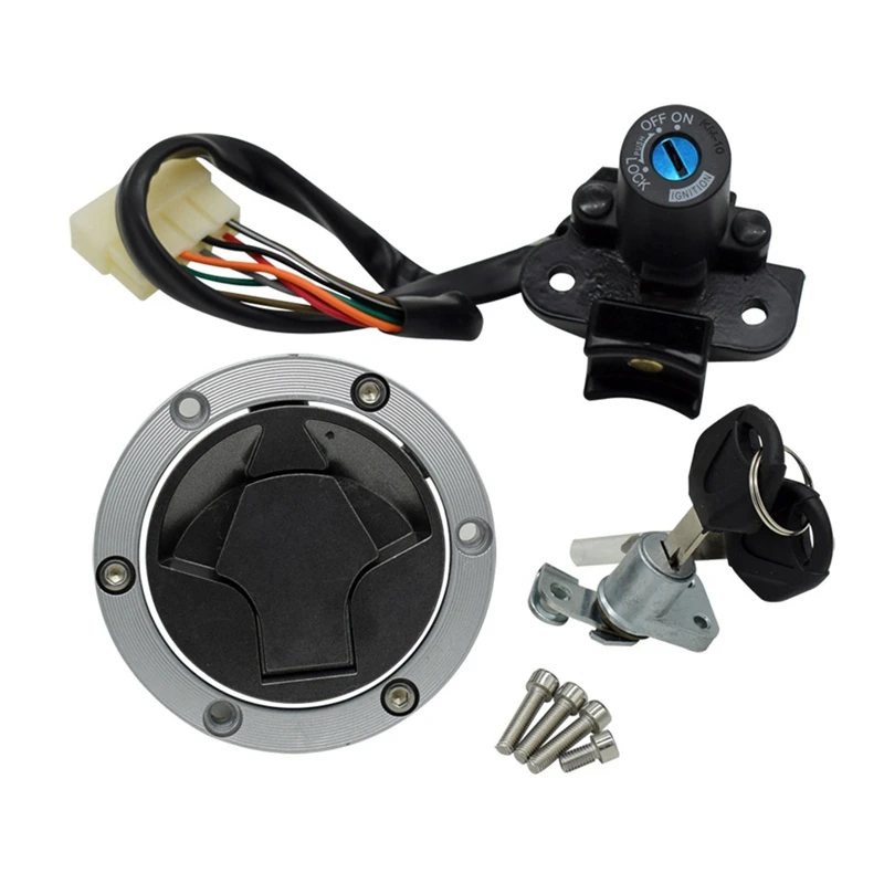 Super Sale Ignition Switch Lock Key Fuel Gas Cap Kit for Kawasaki EX250J Ninja 250R 2008-2012 Spark Switch Lock Cover Cover