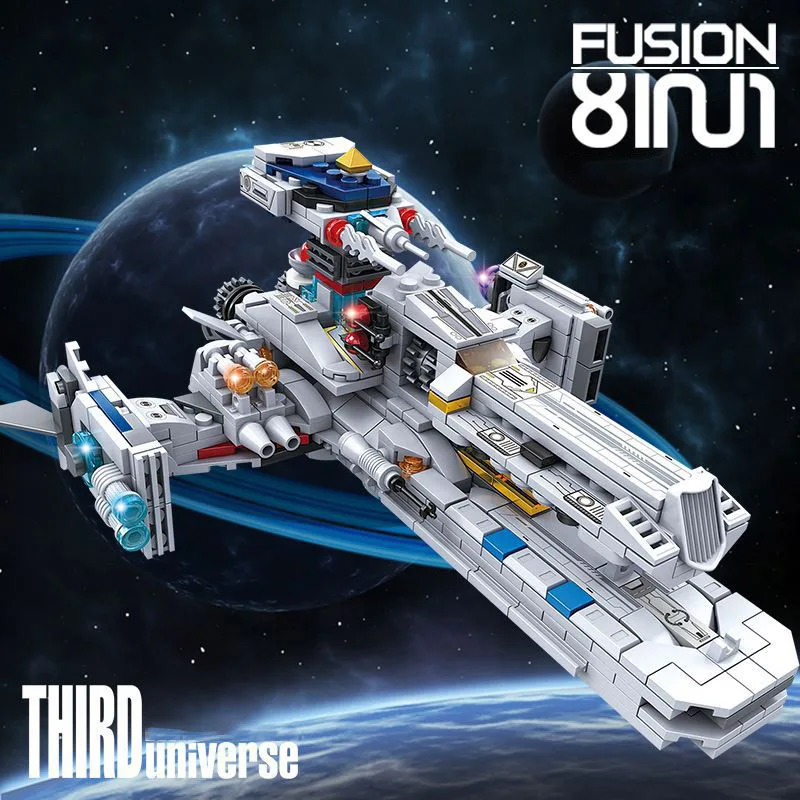 Creative 941pcs 8 In 1 Space Ship Figgter Building Blocks Bricks Set Military Space Battleship Model Kits Toys For Children Gift