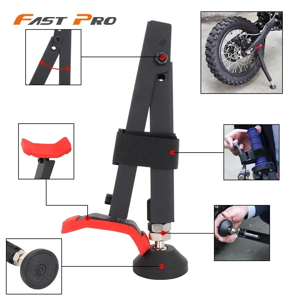 Universal Front Rear Motorcycle Wheel Stand Portable Handle Single Sided Paddock Stand Support Foldable Tire Repairing Tool Lift