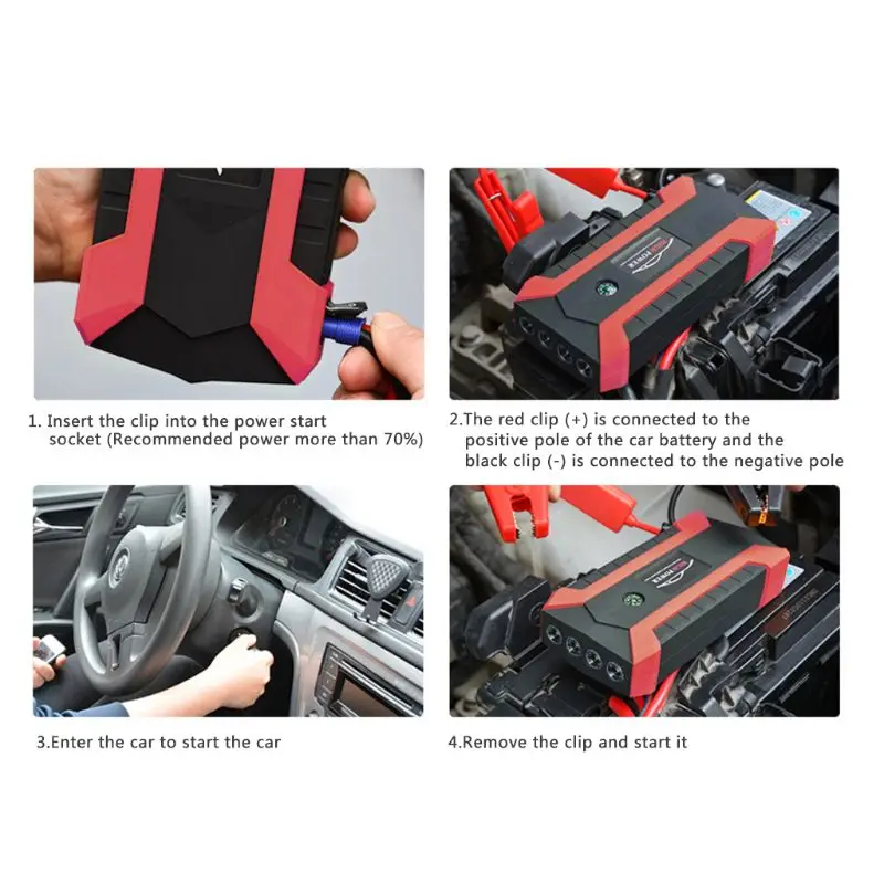 89800mAh 4 USB Portable Car Jump Starter Pack Booster AOS