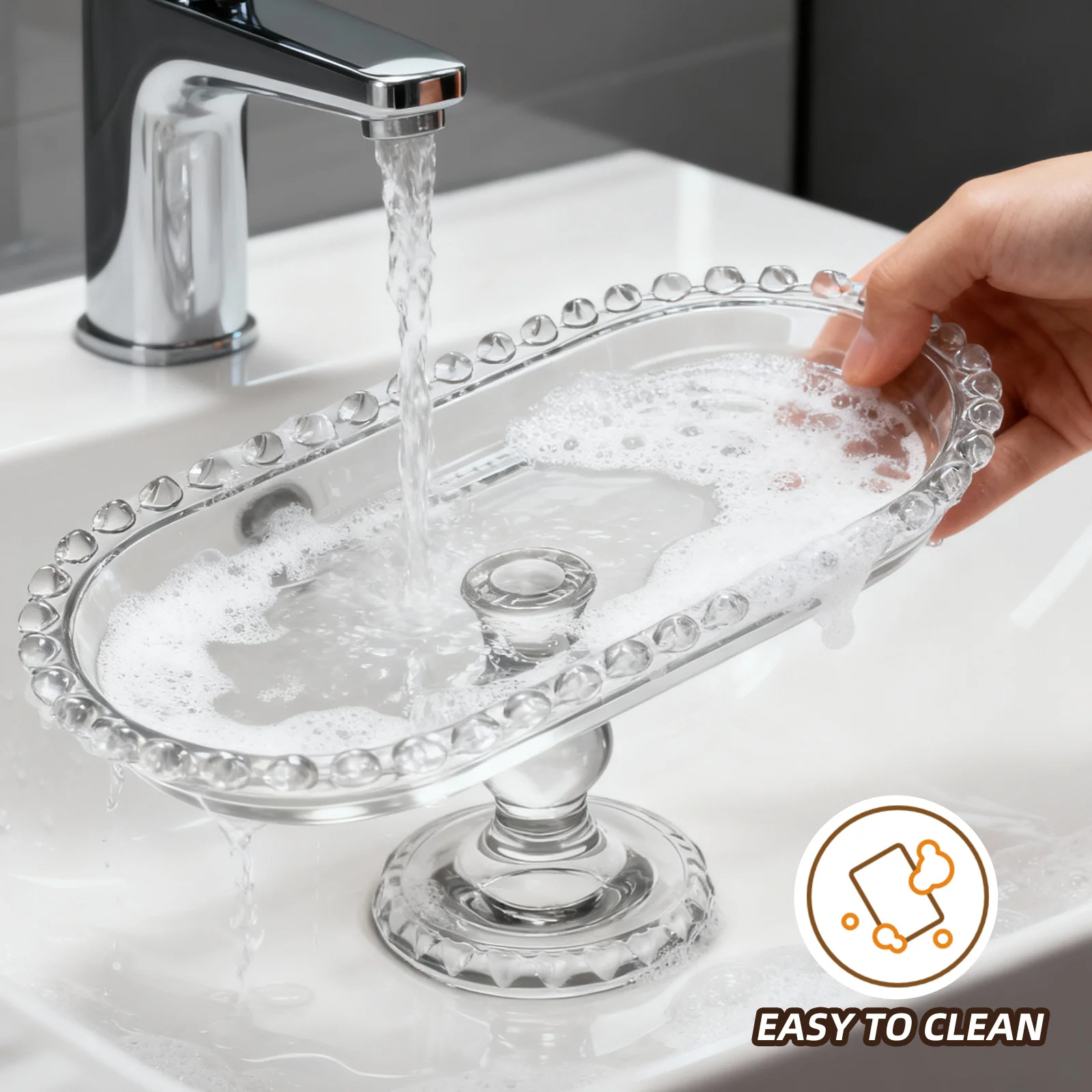 

Decor Decorative Fruit Bowl Crystal Serving Tray Appetizer Dessert Stand Plate Decoration Dry Plates for Party