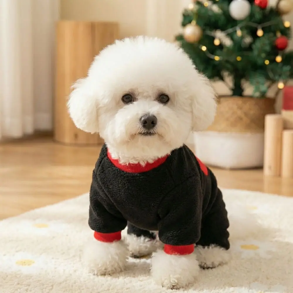 

Warm Heart Pattern Dog Jumpsuit Comfortable Polar Fleece Dog Pajamas with D Ring Soft Dog Four Legged Clothing Outdoor Walk