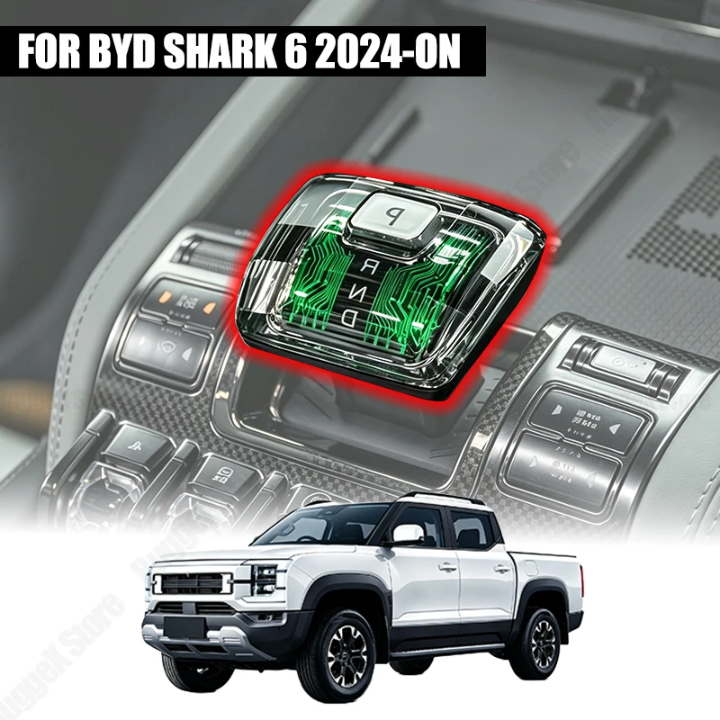 Crystal Gear Handle For BYD Shark 6 2024-ON LED Automatic Crystal Gear Lever 3/7 Colors Center Console Interior Car Accessories