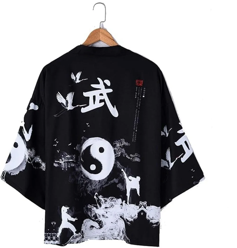 Traditional Print Beach Yukata Chinese Tai Chi Women Men Kimono Harajuku Cardigan Cosplay Haori Robe Clothing Asian