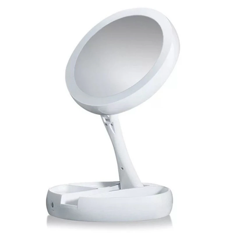 Multi-Purpose Makeup Mirror USB Desk Lamp Double-Sided Mirror Folding LED 10 Times Magnification Double-Sided Mirror