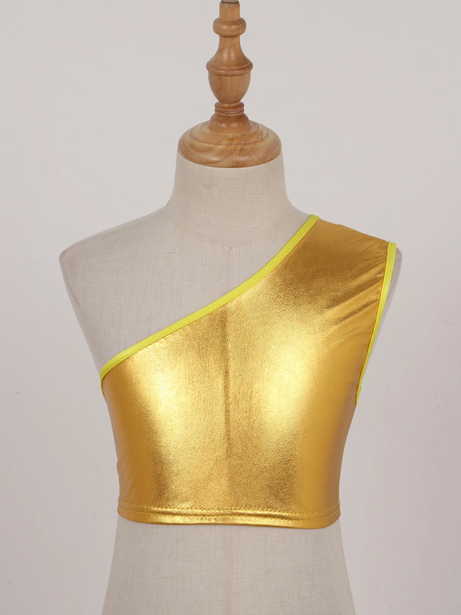 Kids Girls And Boys Child Sleeveless Shiny Metallic Vest Crop Top Jazz Dance Tops Stage Performance Costume Modern Dance Wear