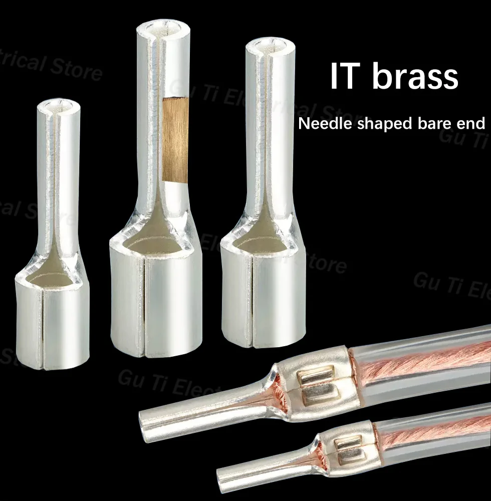 

IT1-2 pin type bare terminal cold pressed solid pin type wiring terminal Brass crimping terminal PTN needle shaped end