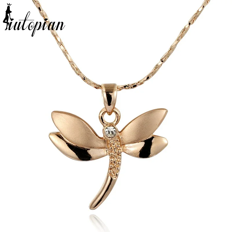 Iutopian  dragonfly Pendant Necklace Colar Pingente Made With Austrian Crystal Stellux Top Quality Jewelry #RG73843