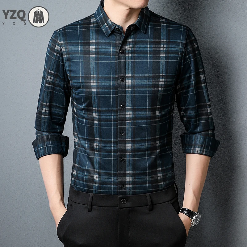 

New Men's Casual Printed Long Sleeved Lapel Shirt for Spring and Autumn Fashion Comfortable Wrinkle Free Top Without Ironing