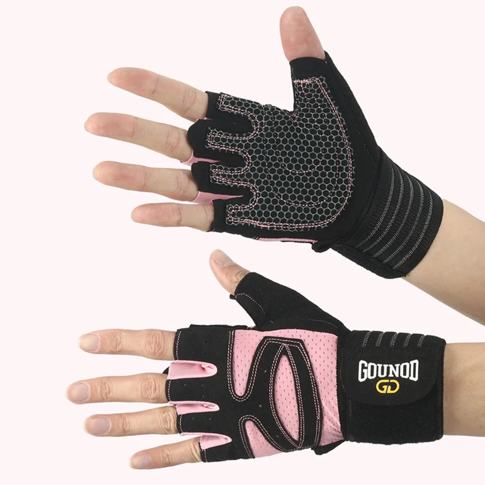 Breathable Weight Lifting Gloves Non-Slip Curved Open Back Cycling Motorcycle Gloves Wearproof Shockproof