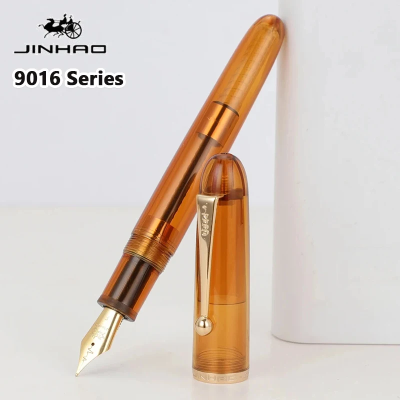 Jinhao-9016アクリル万年筆,透明スピン,エレガント,ペン,m,f,リーフ,極細ペン,文房具,ライティング,オフィス,学用品