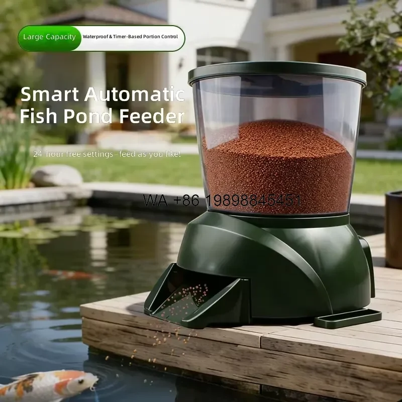Wmwmnu for 4.25L Large Capacity 99-Day Programmable Battery Powered Smart LCD Control All-Weather Outdoor Pond Automatic Fish
