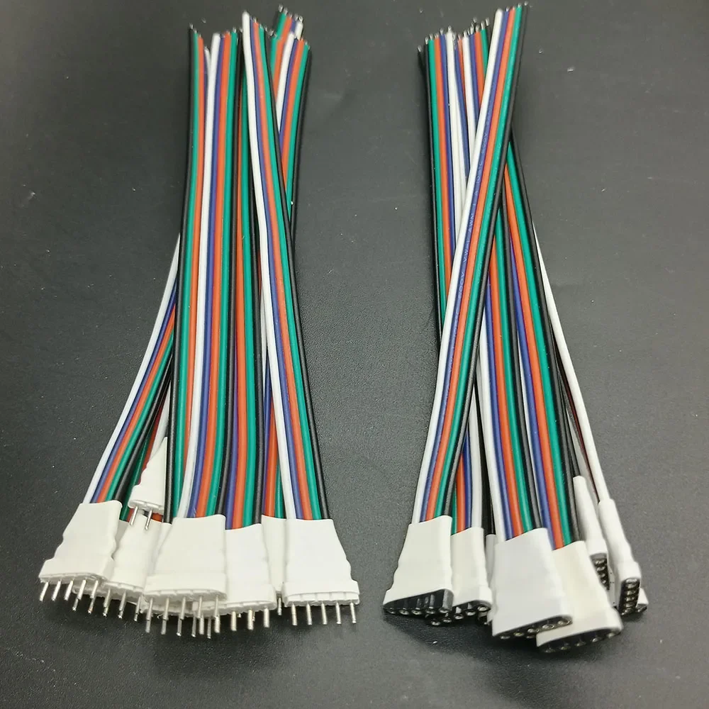 10-100 قطعة/الوحدة LED قطاع 5 دبوس موصل ذكر أنثى RGBW سلك 5P كابل 22AWG 5 ألوان ل 12 فولت تشغيل قطاع RGB تمديد