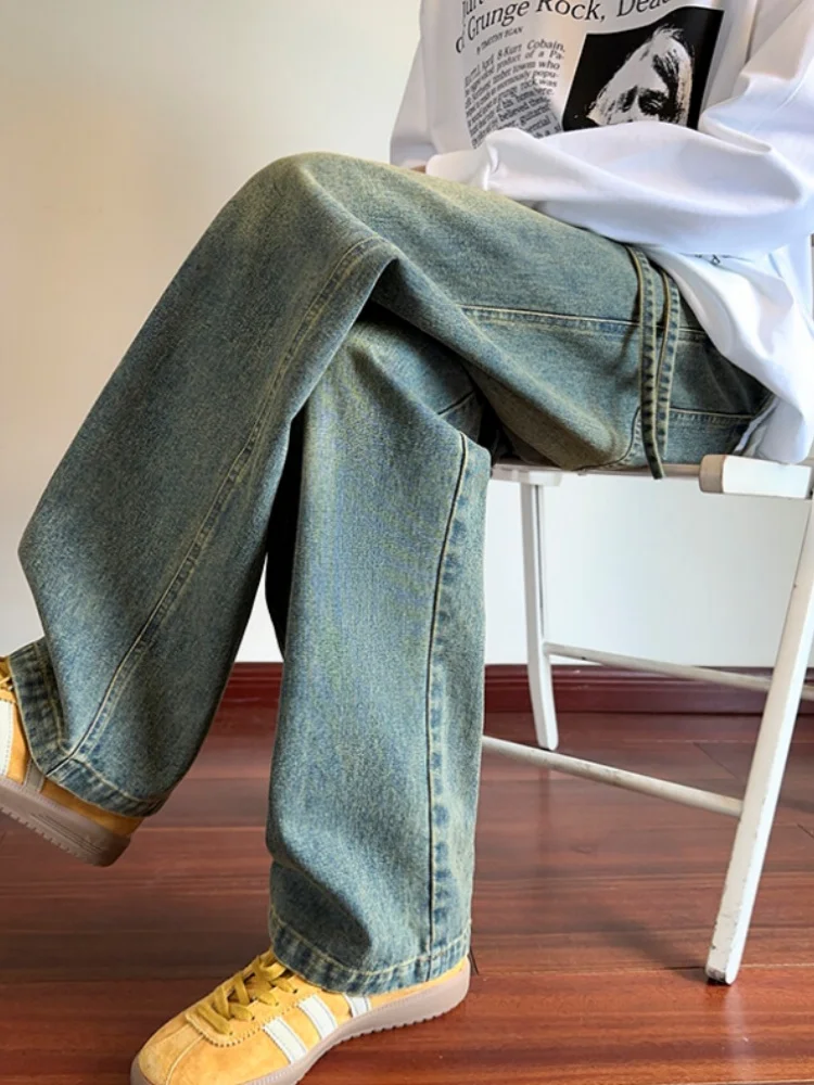 

Мужские винтажные джинсы Waed с широкими штанинами, весна-осень, американский стиль, свободный прямой крой, уличная мода