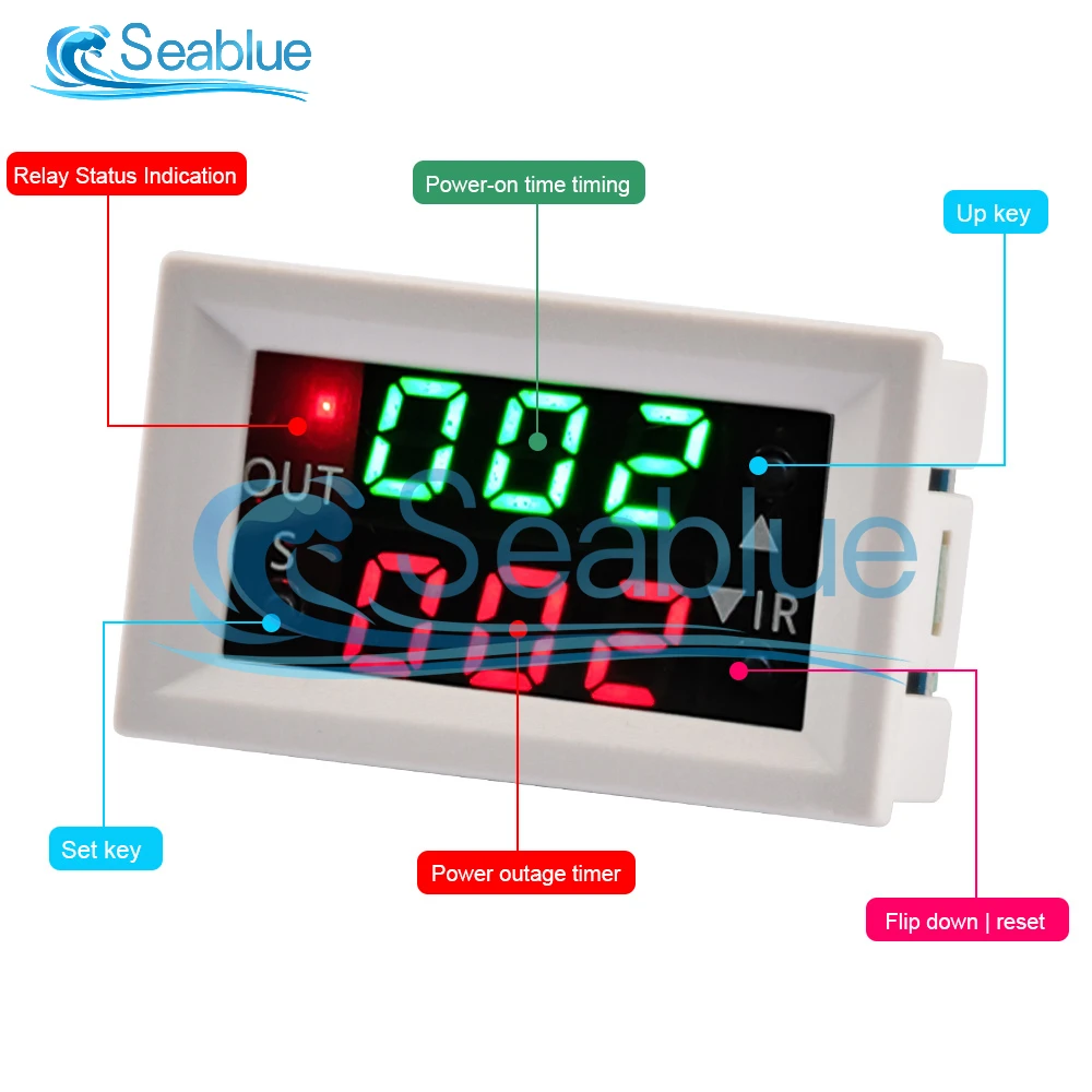 DC 12V Dual LED Display Time Relay Relay Module Timing T2401-N Digital Timer Relay Timing Delay Cycle Time Control Switch Home